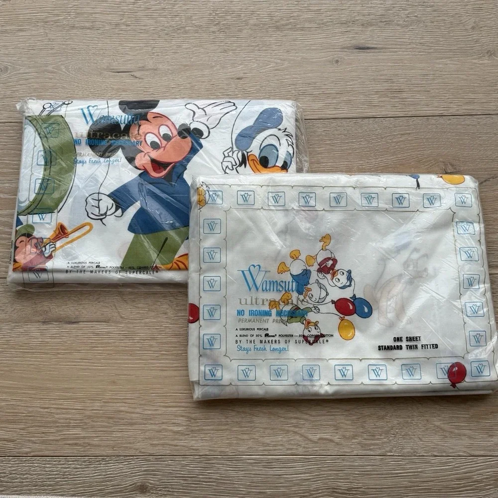 Wamsutta Ultracale VINTAGE Mickey‎ & His Friends Twin Flat And Fitted NEW In Pkg